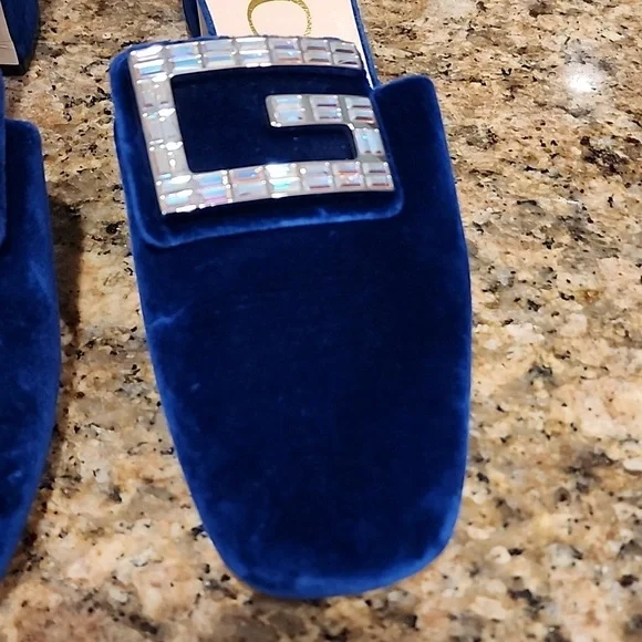 Gucci Madelyn Crystal Logo Cobalt Mules - SZ 40 - Picture 6 of 17